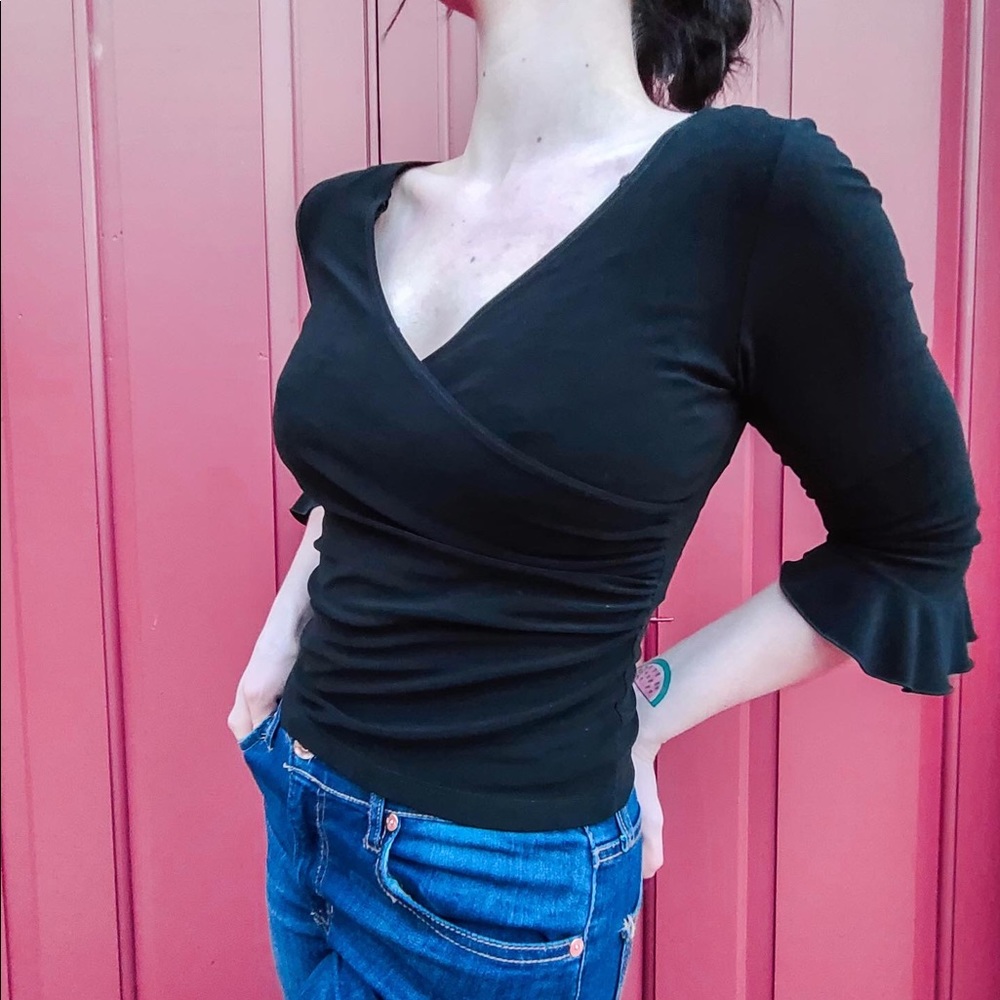 🚨 SOLD 🚨 Retro peplum crop top, ¾ sleeve